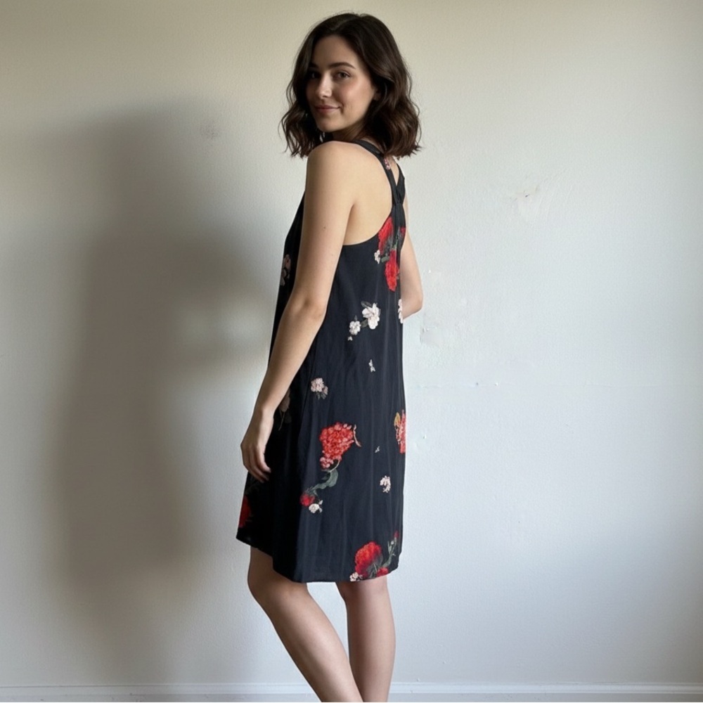 Alice + Olivia Sz M Dark Navy Floral Relaxed Mini Dress